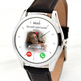 Benutzerdefinierte personalisierte Memorial Mom Watch Lederband – Foto hochladen – Memorial-Geschenkidee für Mama/Papa – Der Anruf, den ich gerne machen könnte